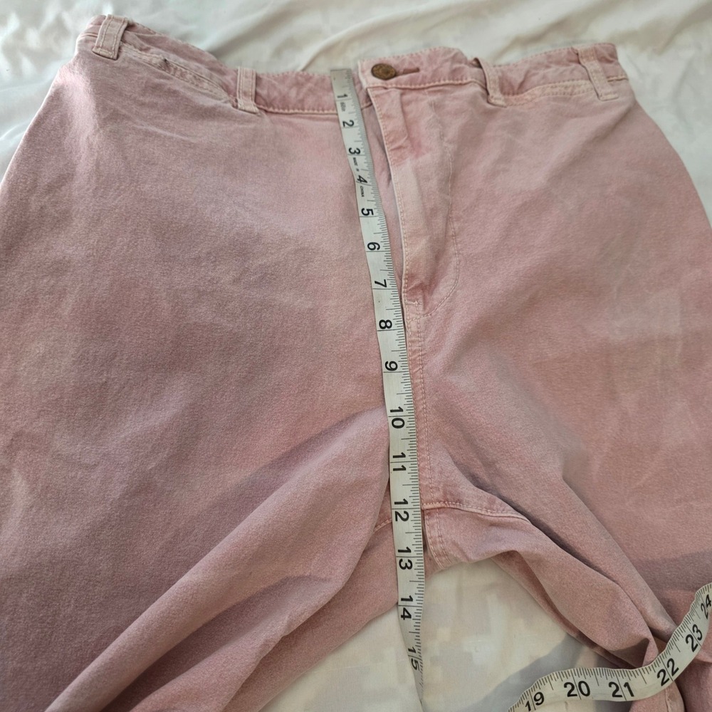 Pilcro Womens Wide Barrel Leg Jeans Size 30 Pink High Rise Faded Acid Wash Pants - Picture 6 of 10